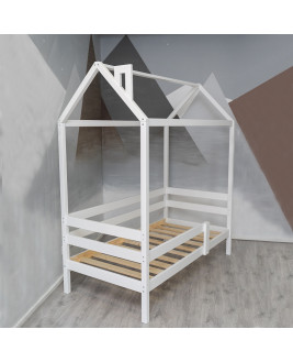Одноярусная кровать-домик classic белая, 180х90